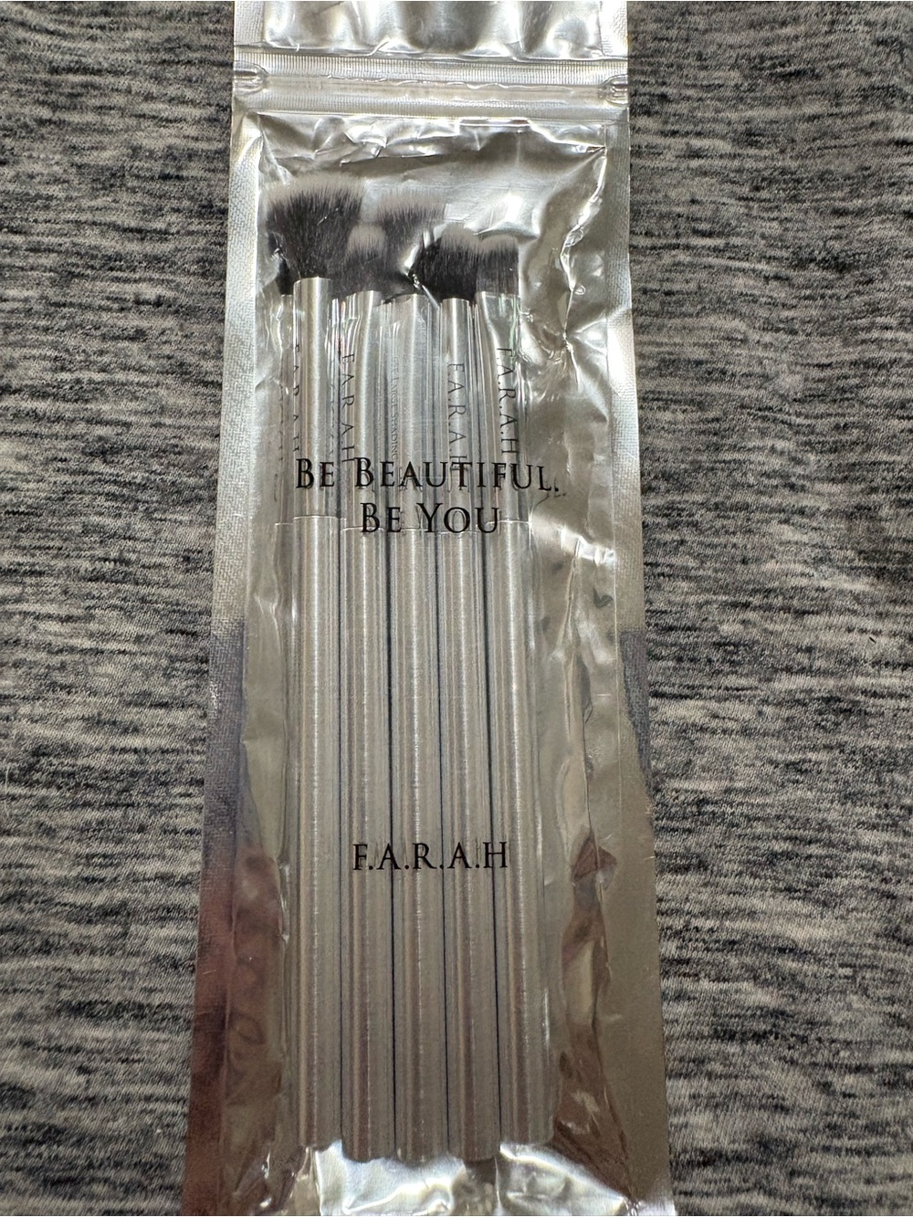 F.A.R.A.H Silver Eye Brush Set with Sheer Pouch - 5 Pieces
